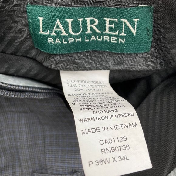 Lauren Ralph Lauren Pants Men 36W x 34L Black Blue Houndstooth Check Dress Caree - Picture 4 of 13